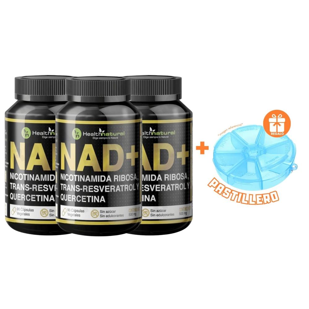 PACK 3 NAD+ HEALTHNATURAL 1500MG + REGALO PASTILLERO