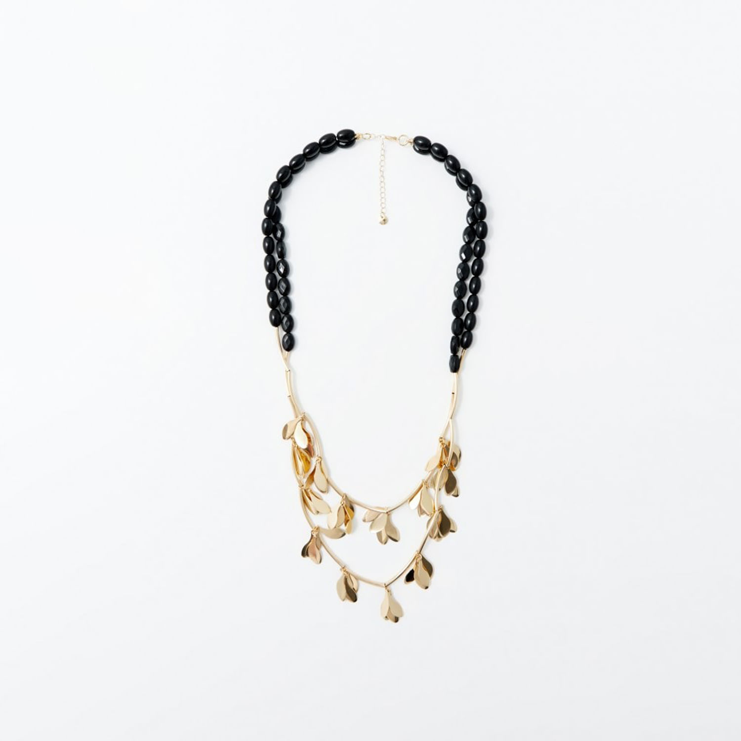 Collar Mujer Sfera Resina Hojas Oro