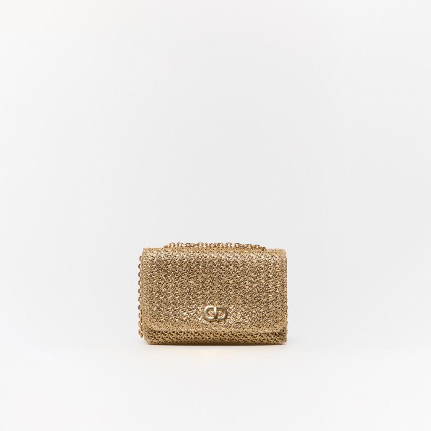 Bolso Mujer Sfera Crossbody Rafia Broche Oro