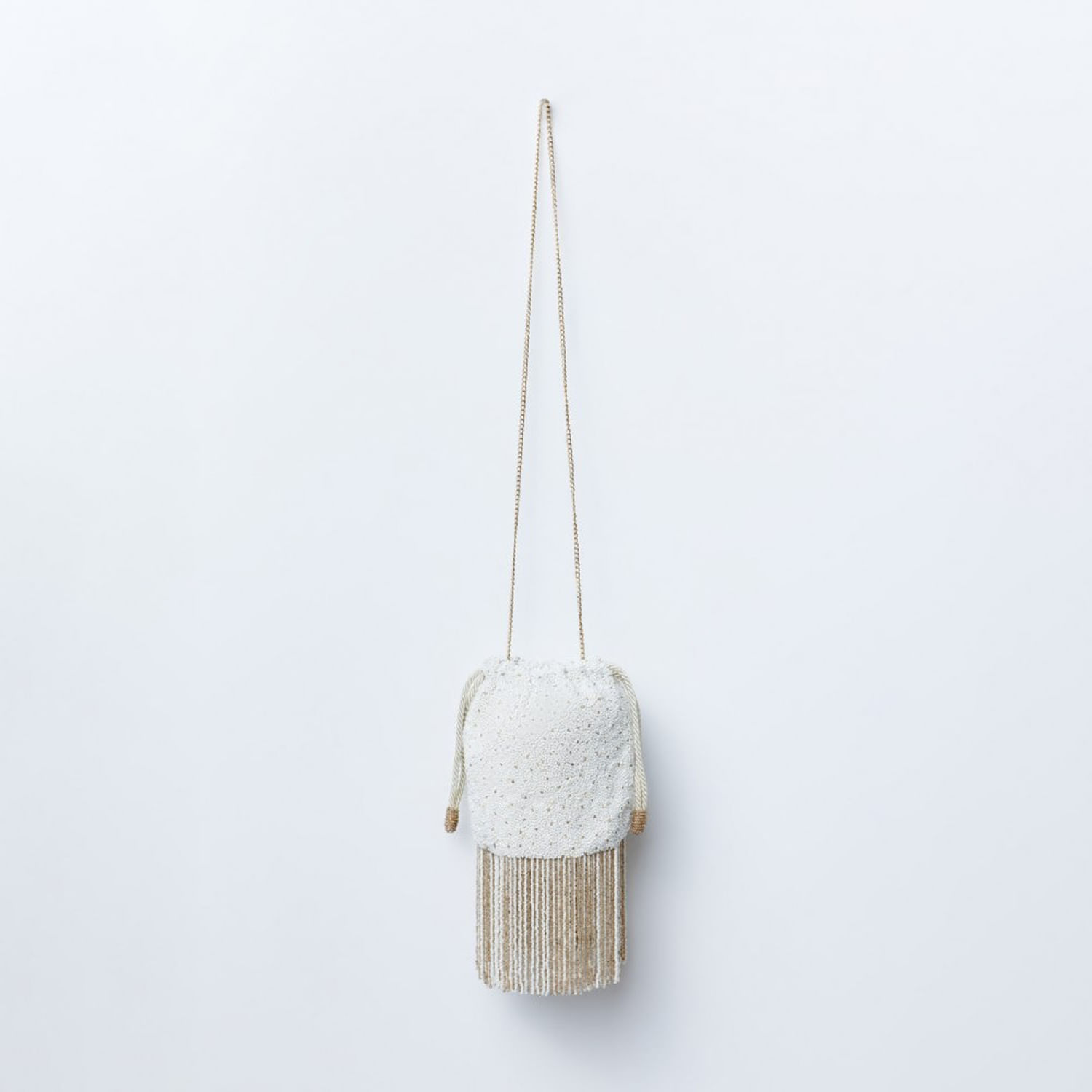 Bolso Mujer Sfera Beads Flecos Blanco