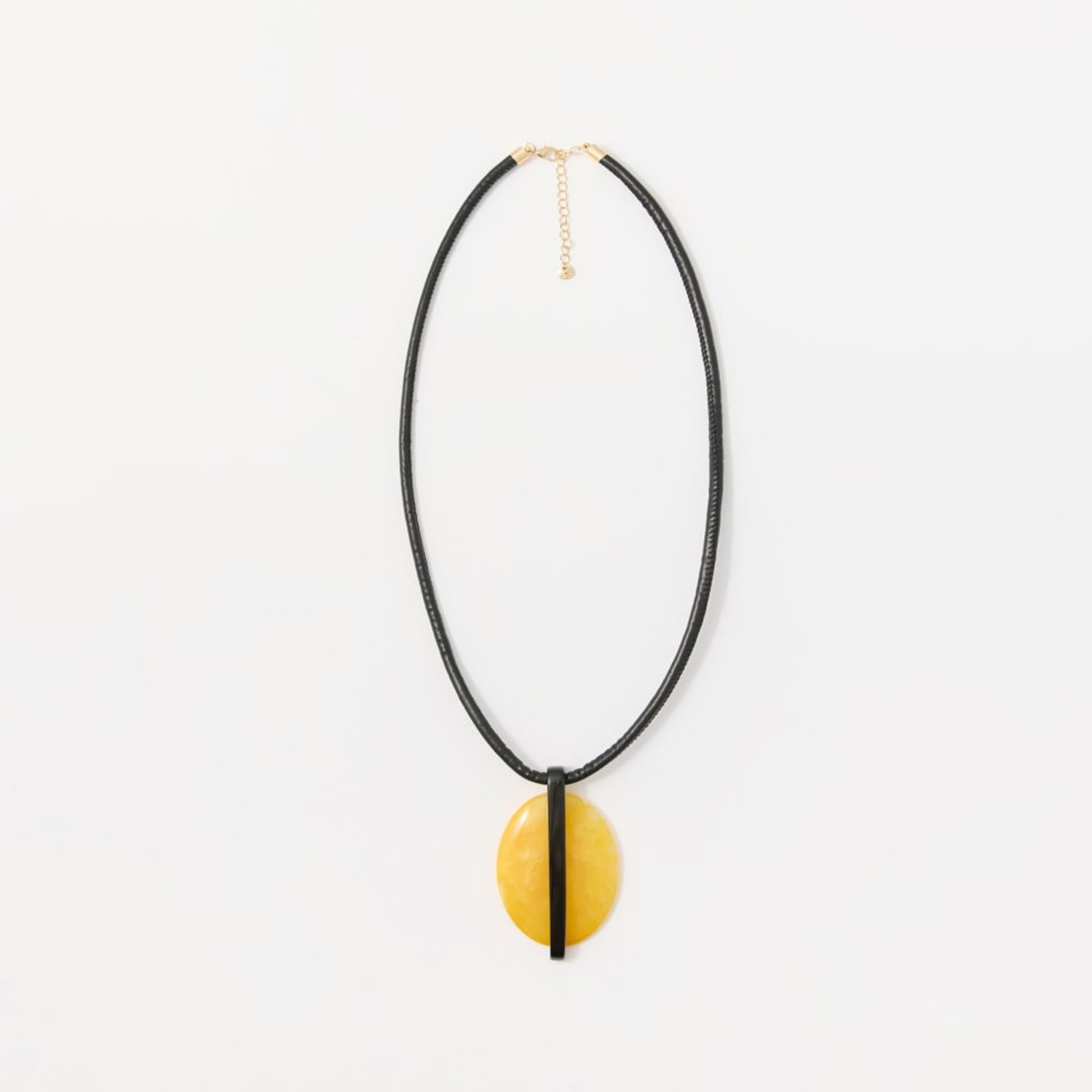 Collar Mujer Sfera Cordón Medallon Resina Amarillo