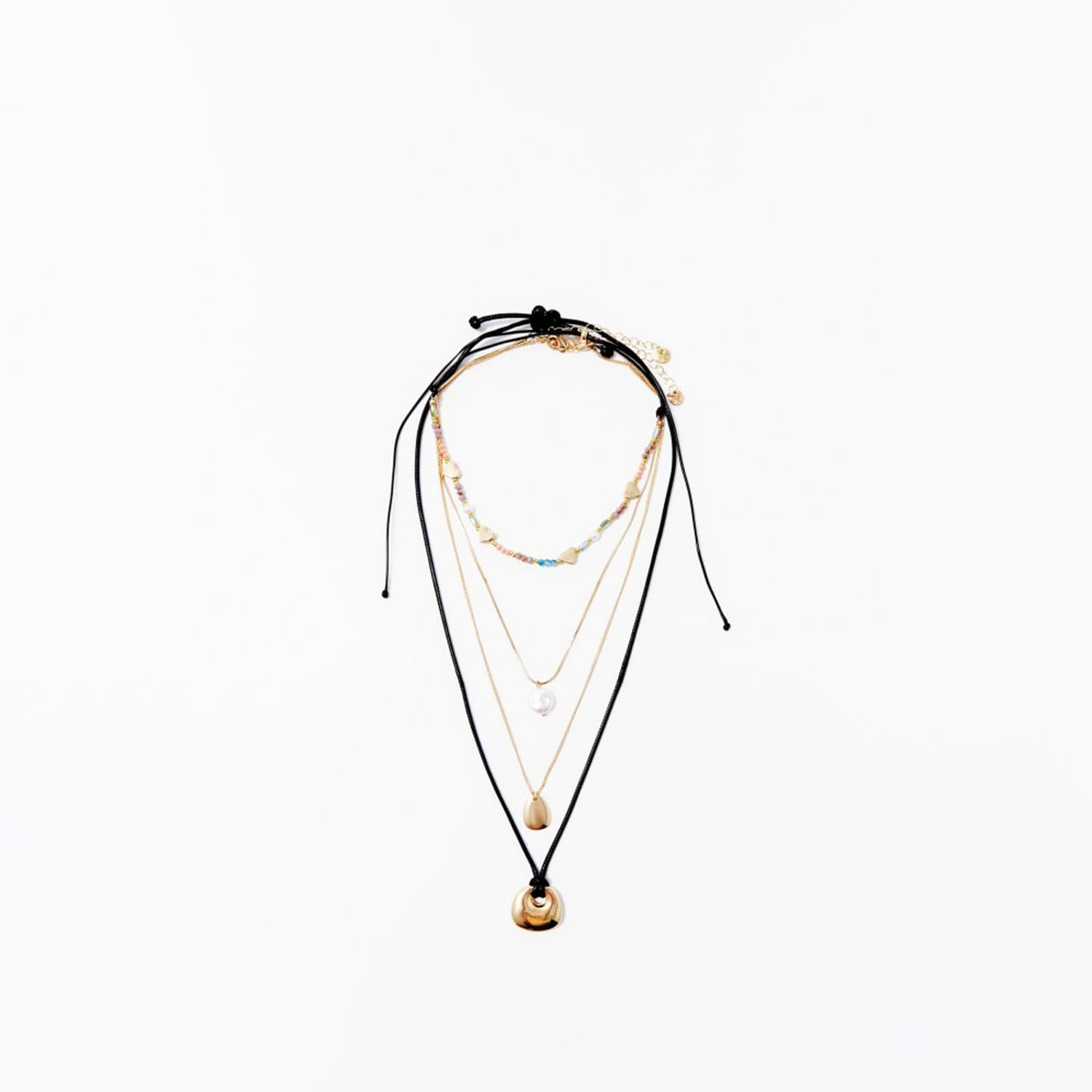 Set Mujer Sfera 4 Collares Cordón Oro