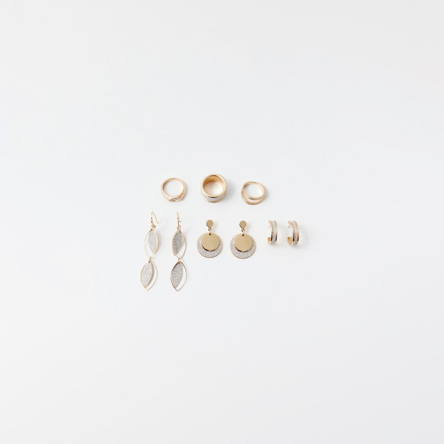 Set Mujer Sfera Pendientes Purpurina Oro