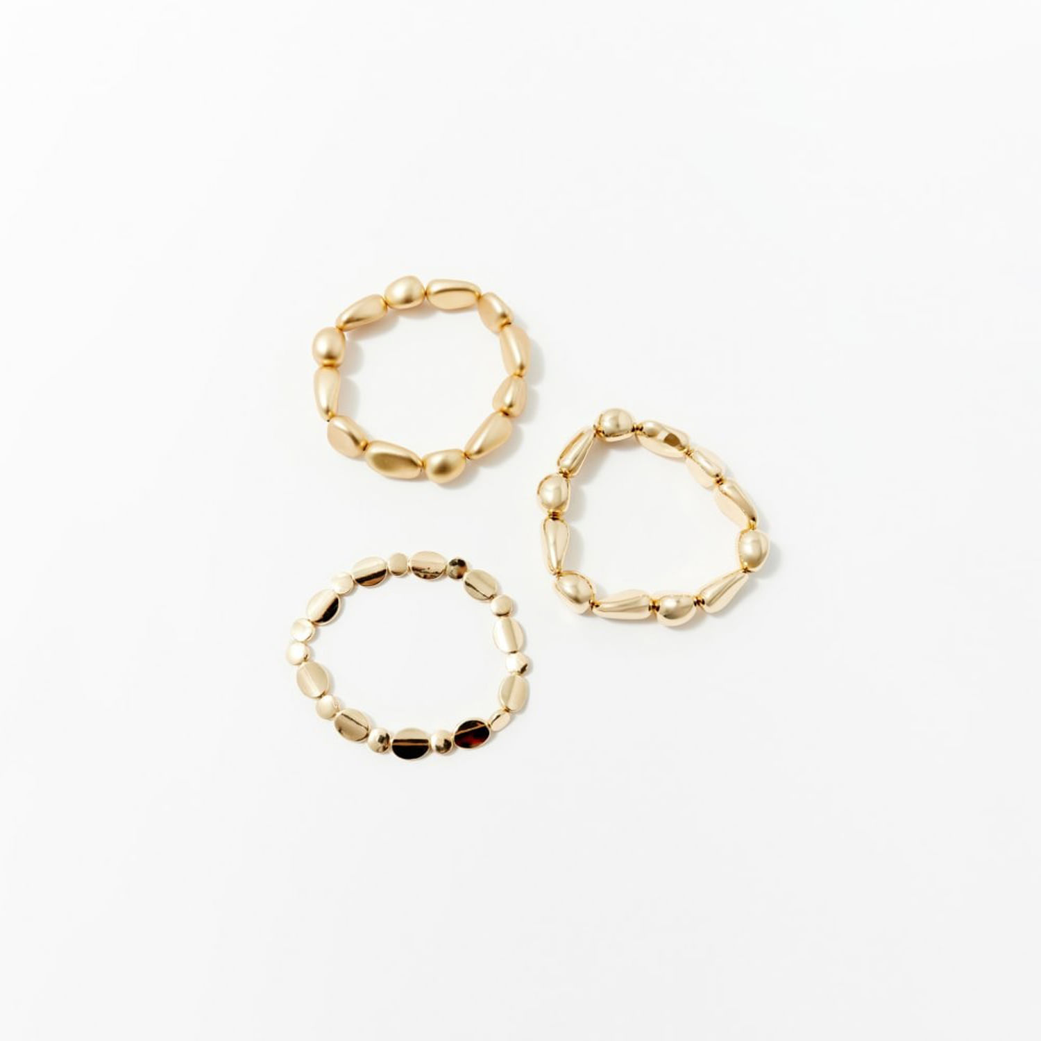 Set Mujer Sfera 3 Pulseras Irregulares Oro