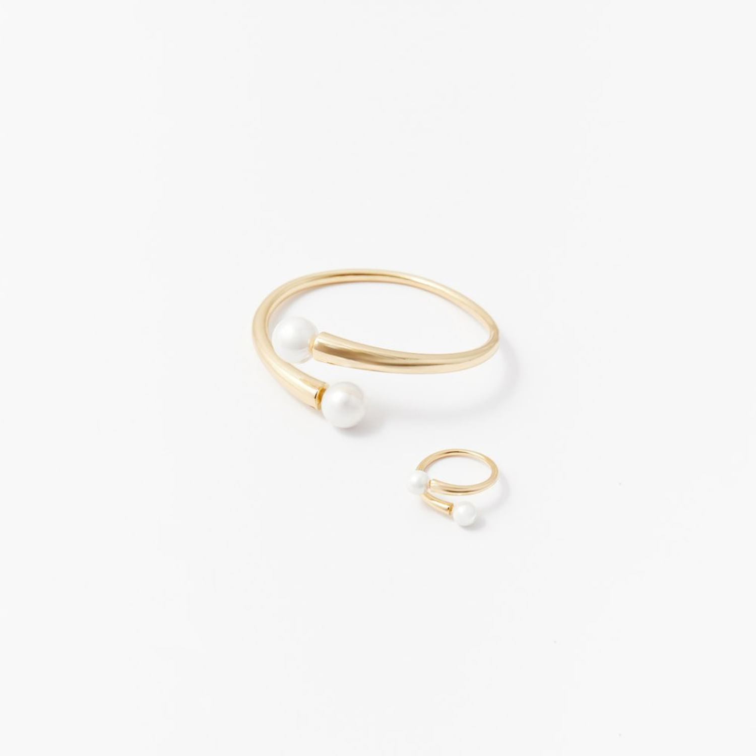 Conjunto Mujer Sfera Anillo Perlas Blanco