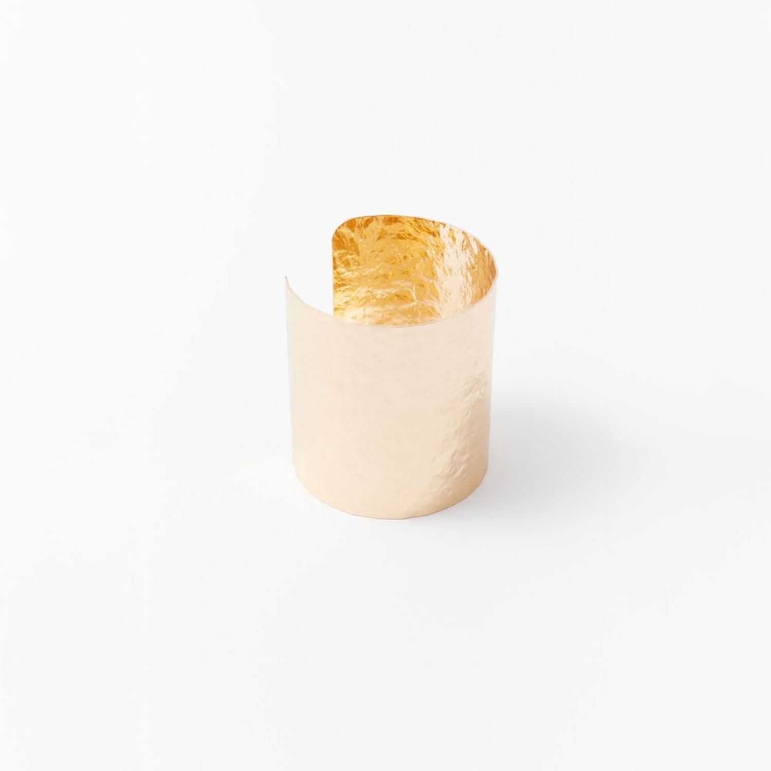 Pulsera Mujer Sfera Ancha Martillada Oro