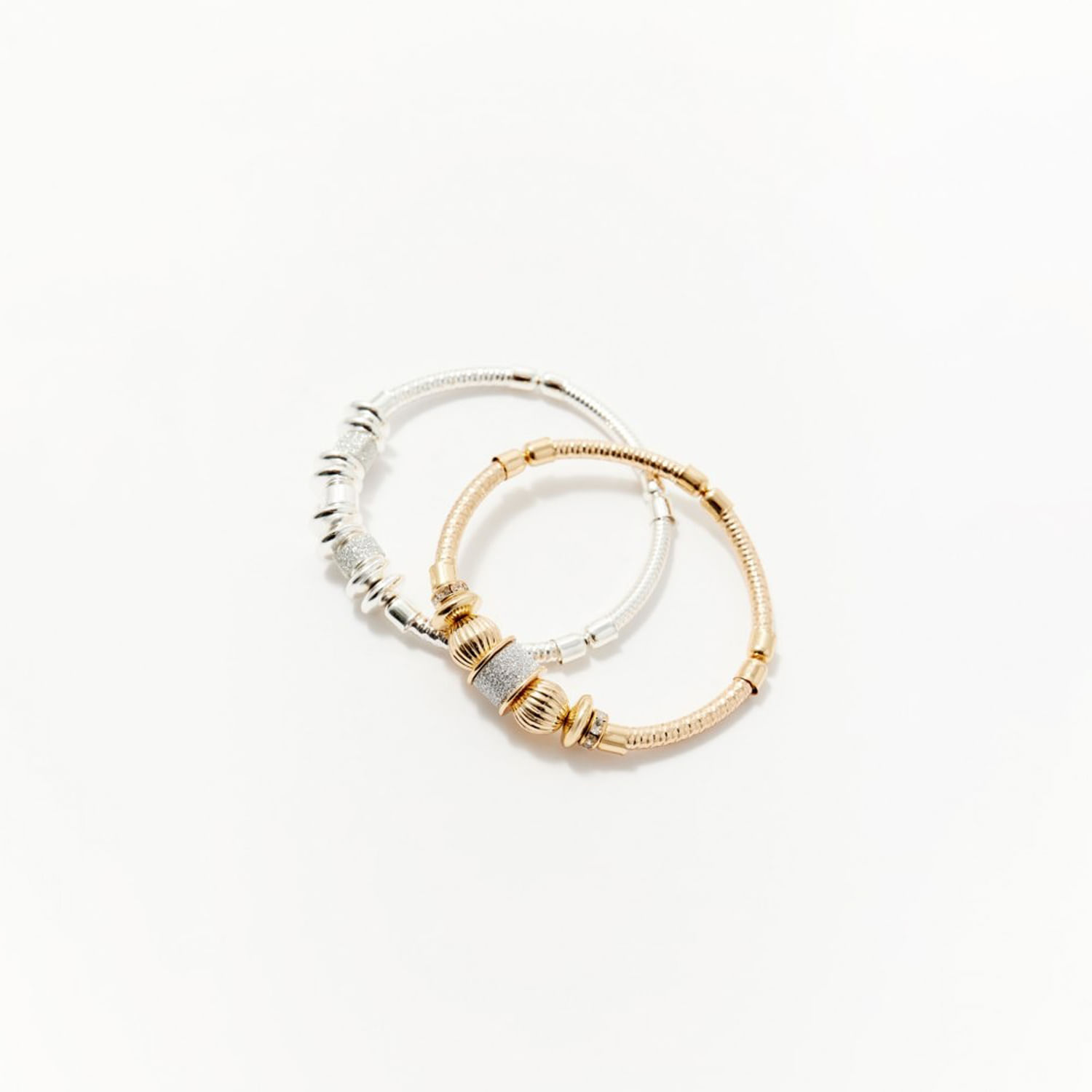 Set Mujer Sfera 2 Pulseras Purpurina Oro