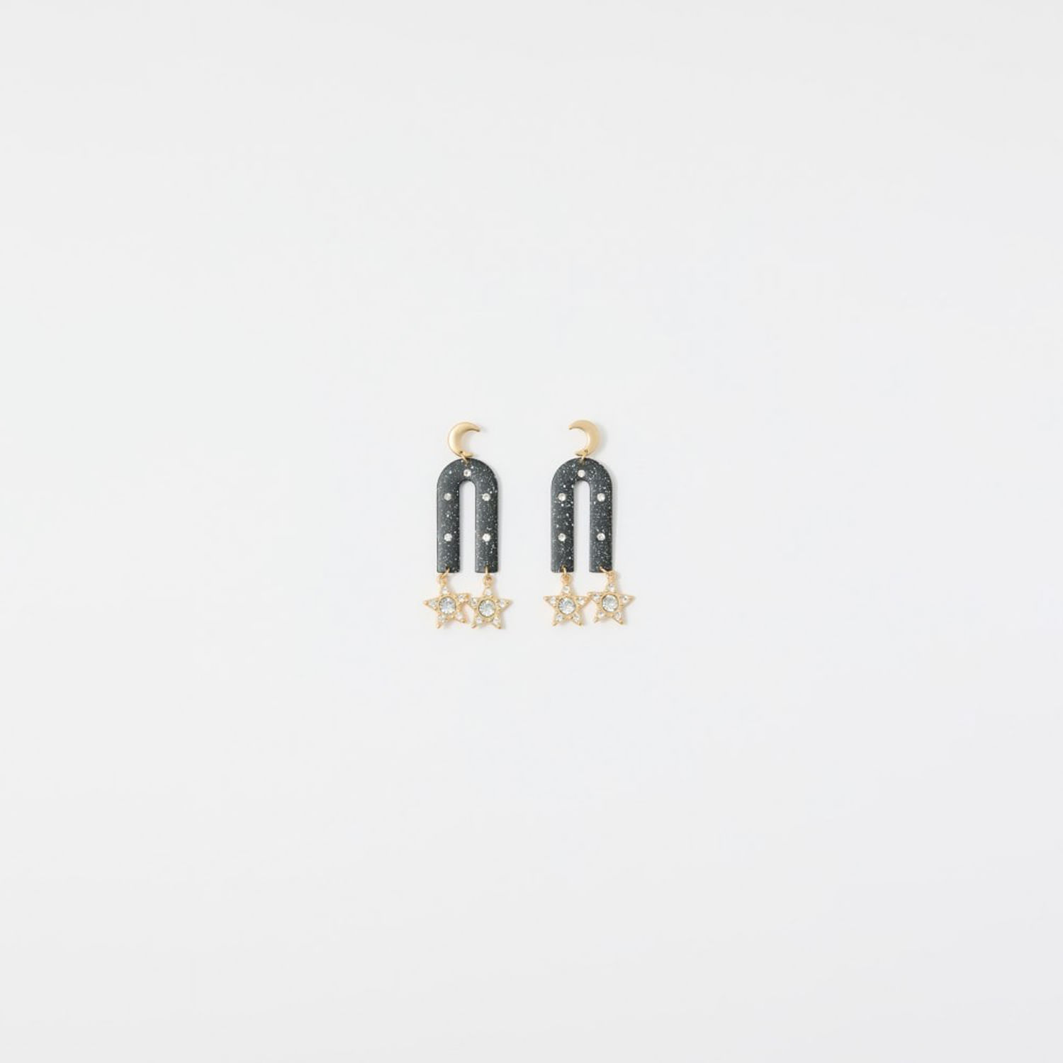 Pendiente Mujer Sfera Pendientes Patitas Estrellas Negro