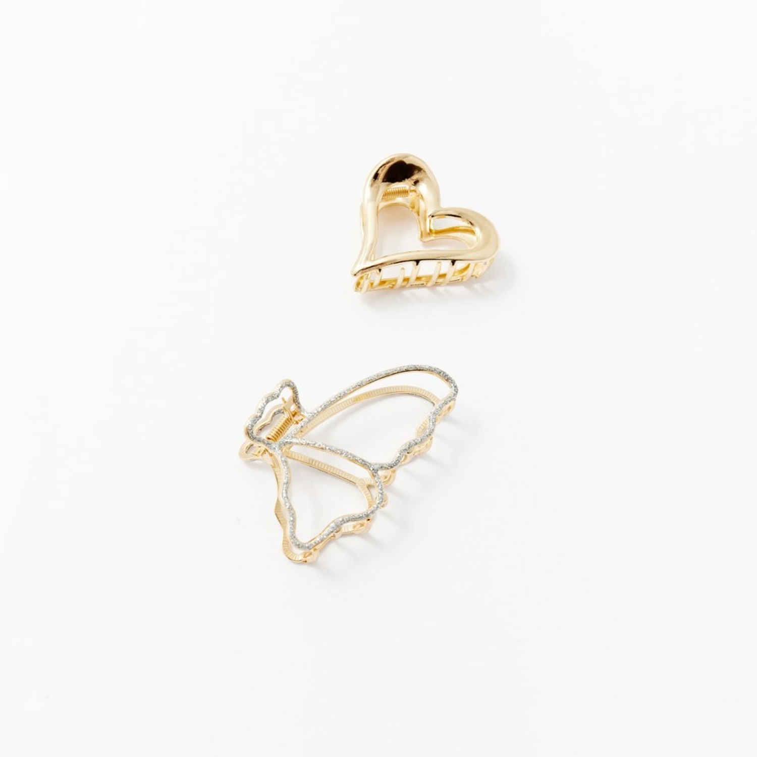 Set Mujer Sfera 2 Pinzas Mariposa Corazón Plomo
