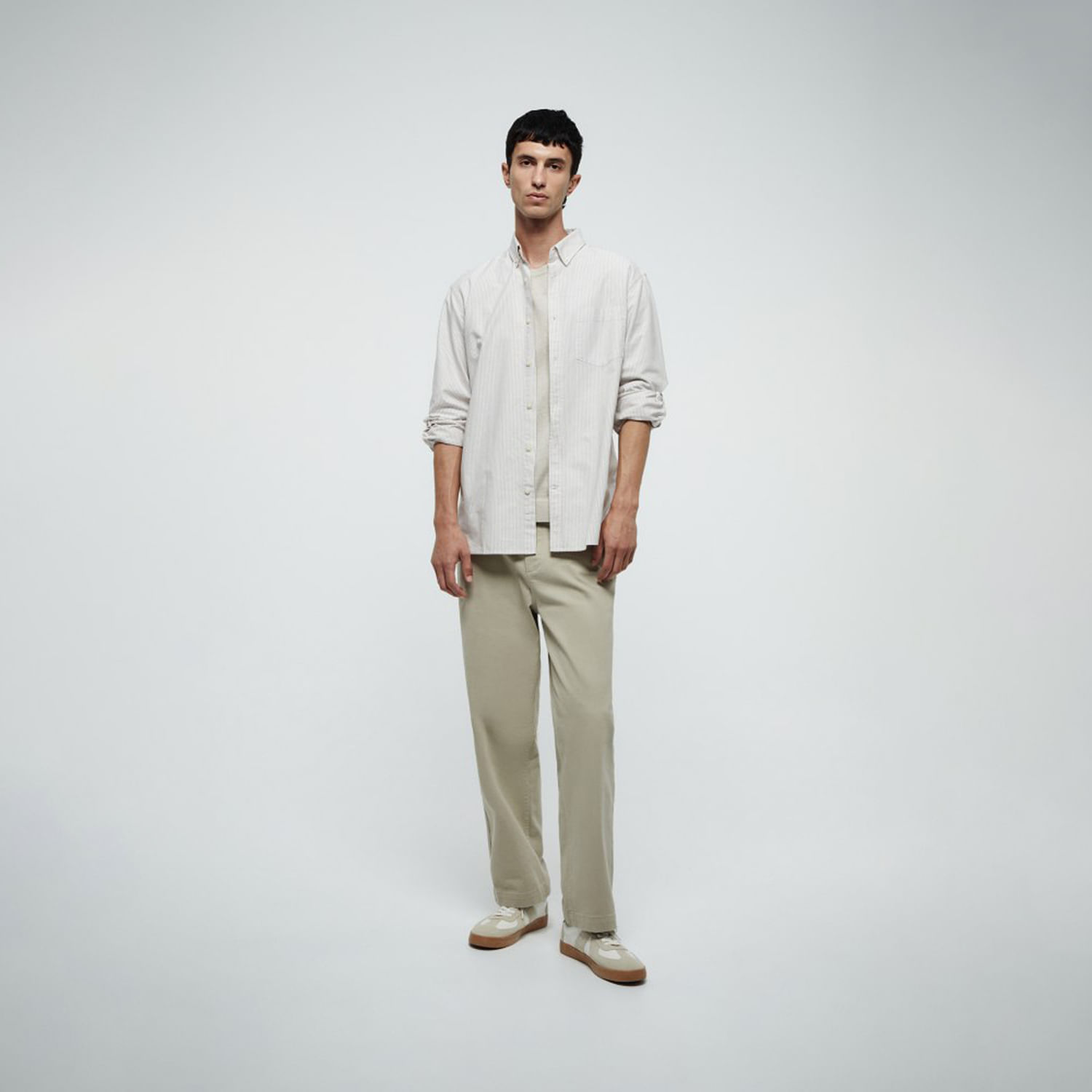 Camisa Hombre Sfera Oxford Rayas Marron