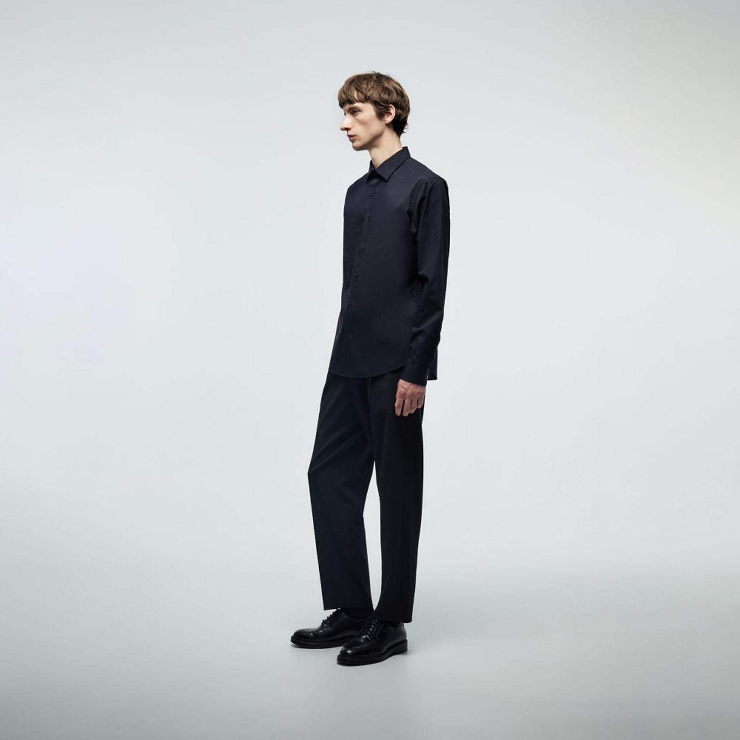 Camisa Hombre Sfera Popelín Slim Negro