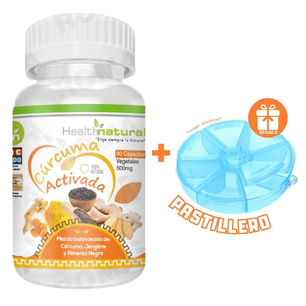 CÚRCUMA ACTIVADA HEALTHNATURAL 500MG + REGALO PASTILLERO