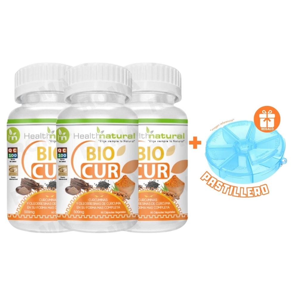 PACK 3 BIOCUR HEALTHNATURAL 1500MG + REGALO PASTILLERO