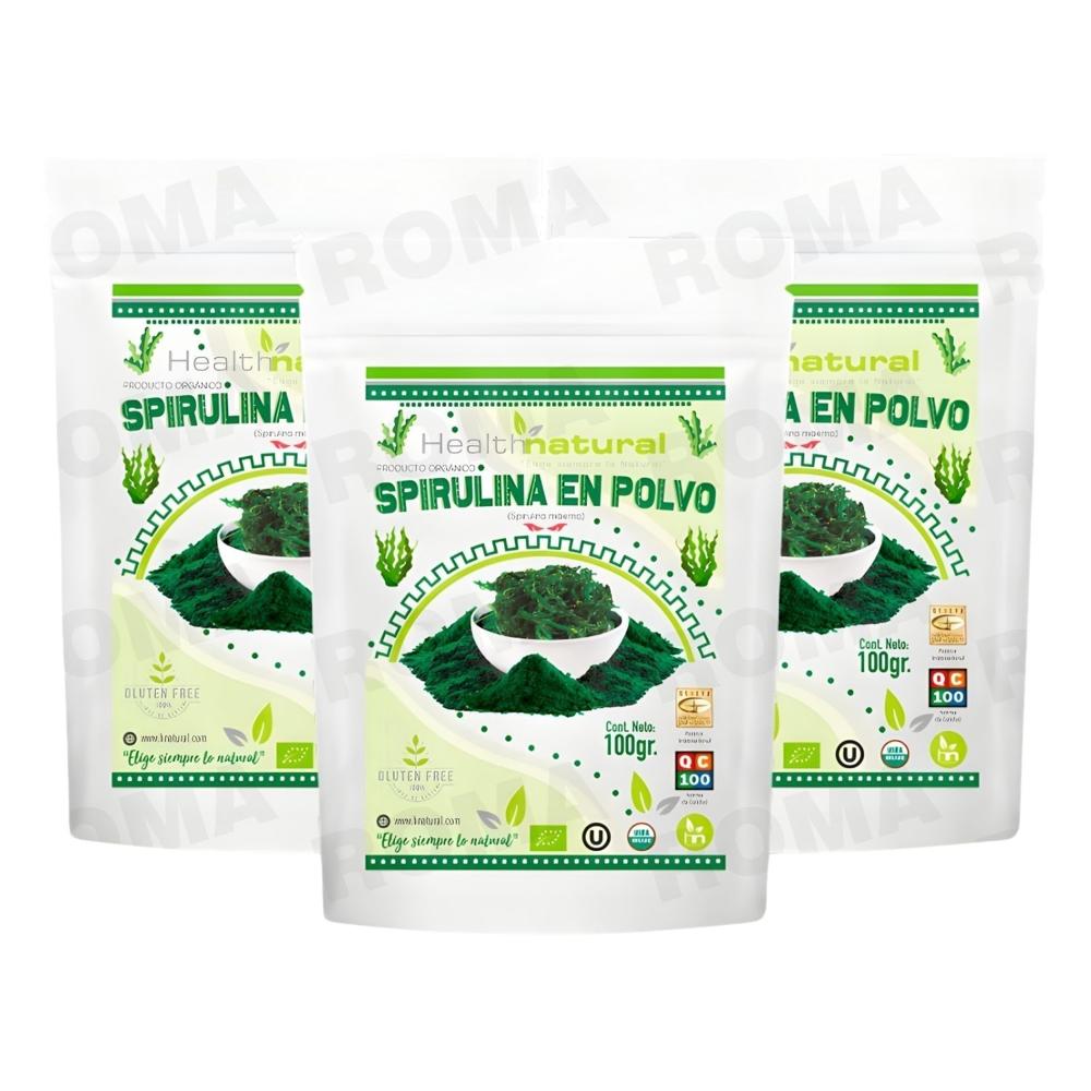 PACK 3 SPIRULINA EN POLVO 100G HEALTHNATURAL