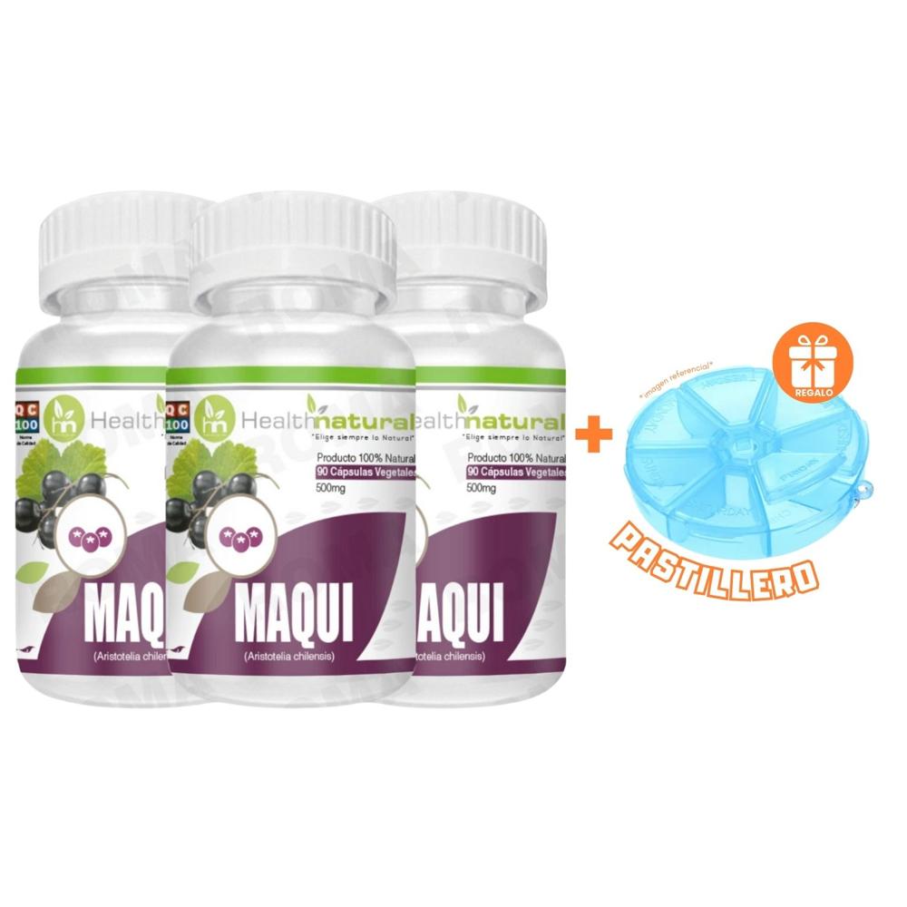PACK 3 MAQUI HEALTHNATURAL 1500MG + REGALO PASTILLERO