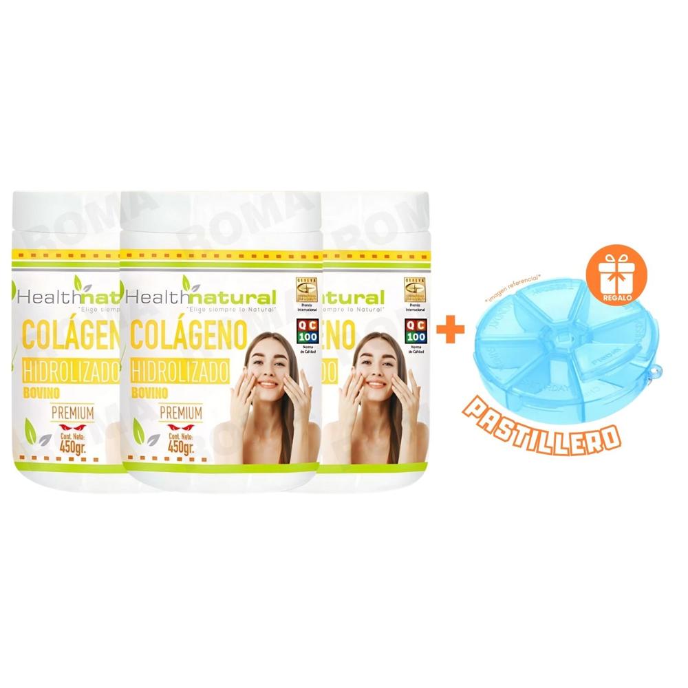 PACK 3 COLÁGENO HIDROLIZADO PREMIUM HEALTHNATURAL 1350MG + REGALO