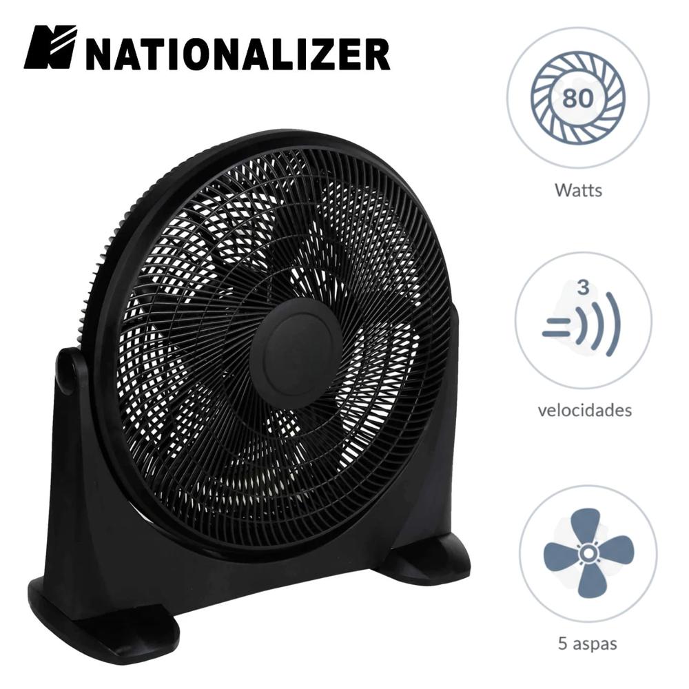 Ventilador de Piso Nationalizer 20"" KYT50 Negro con 3 Velocidades