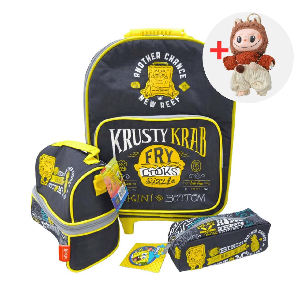 SET MOCHILA ESCOLAR BOB ESPONJA CON LABUBU