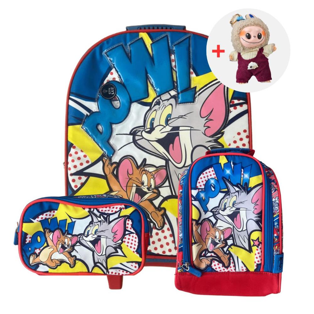 SET MOCHILA ESCOLAR TOM Y JERRY CON LABUBU