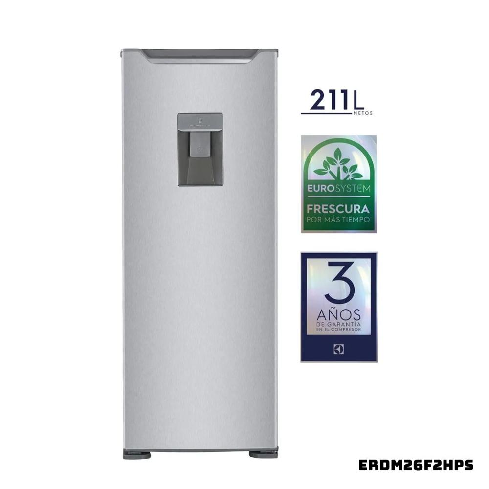 REFRIGERADORA ELECTROLUX 211 L CON DISP DE AGUA PLATEADO - ERDM26F2HPS