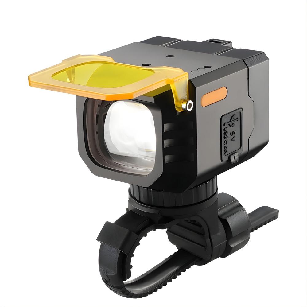 Luz delantera LED para bicicleta con 650 lúmenes luz blanca y amarilla control remoto y recargable