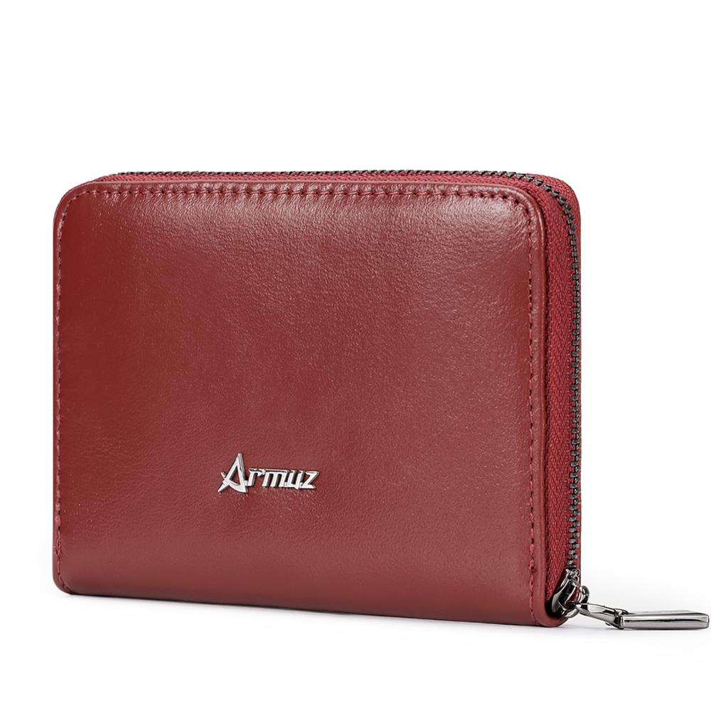 Monedero Y Tarjetero De Cuero Vacuno Con RFID ARW01 Rojo