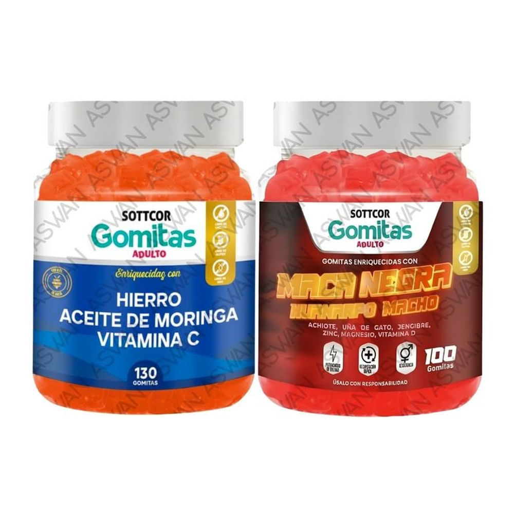 PACK ADULTO HIERRO & MACA NEGRA 130 GOMITAS - SOTTCOR