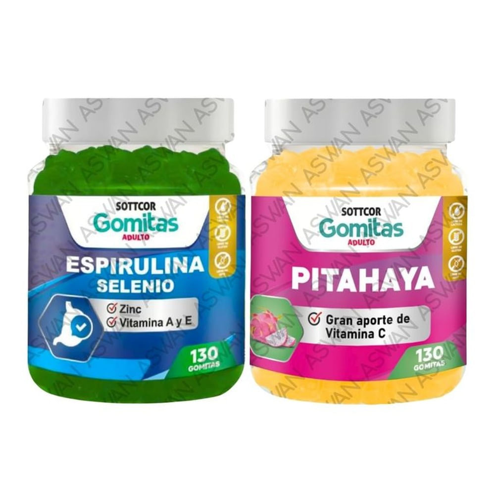 PACK ADULTO ESPIRULINA & PITAHAYA 130 GOMITAS - SOTTCOR