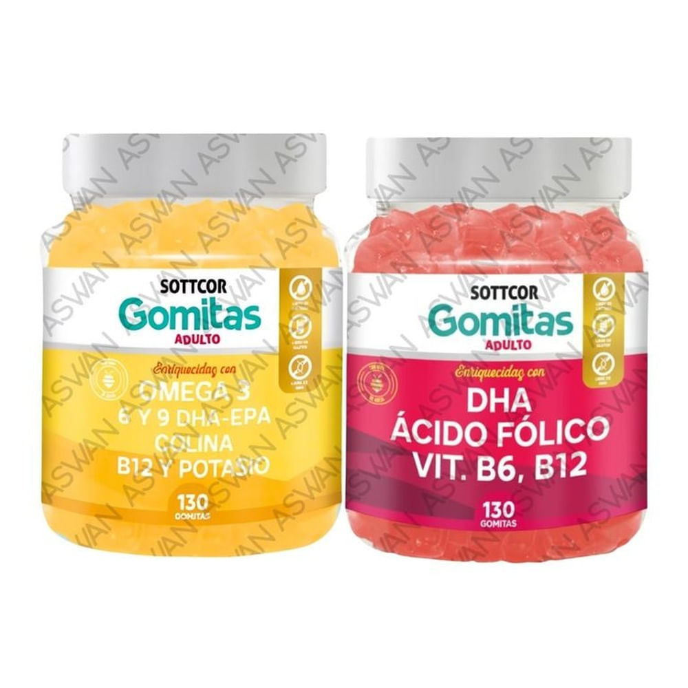 PACK ADULTO OMEGA 3 & DHA 130 GOMITAS - SOTTCOR