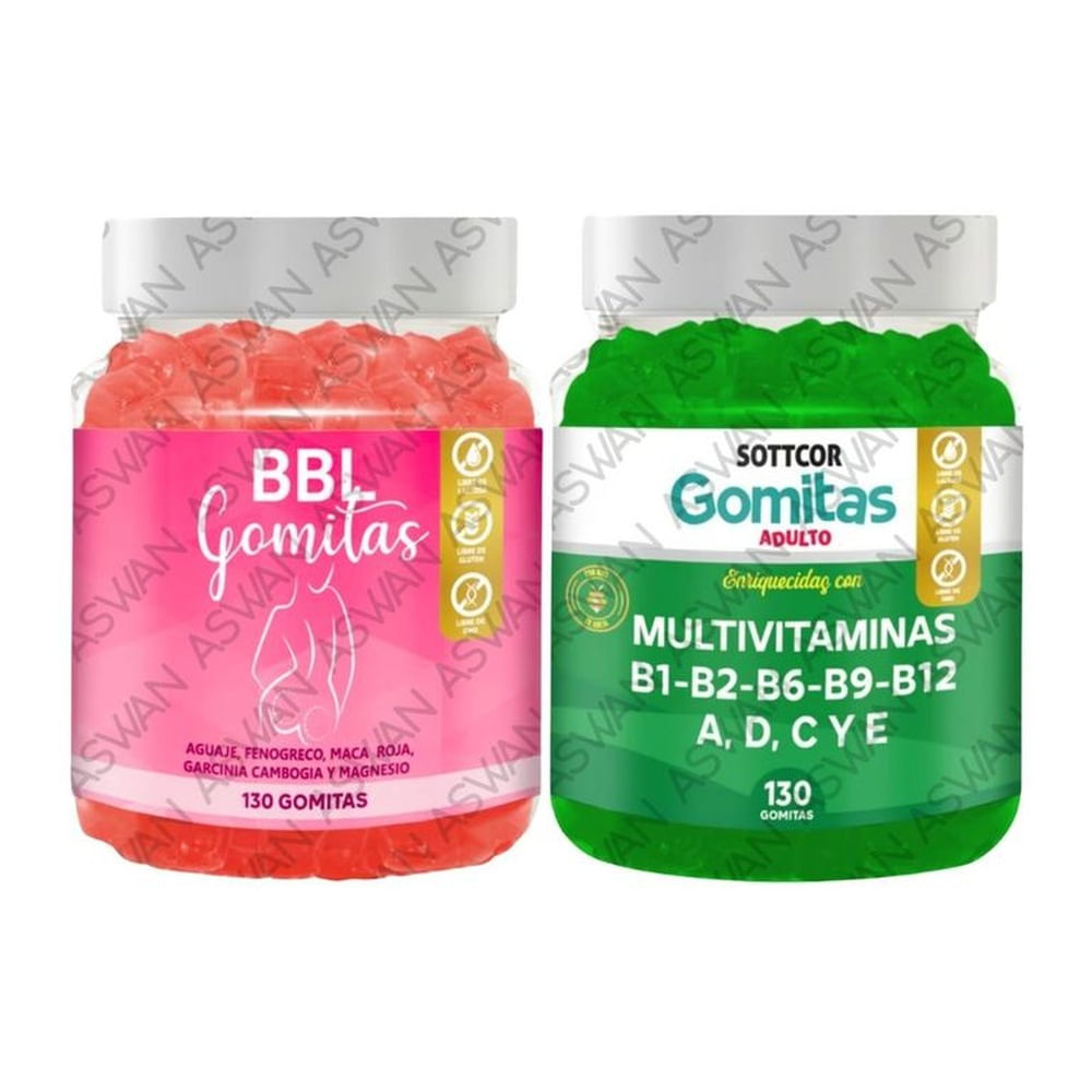 PACK ADULTO DE AGUAJE & MULTIVITAMINAS 130 GOMITAS - SOTTCOR