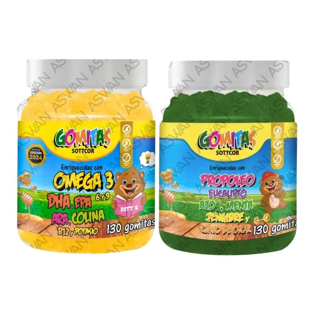 PACK NIÑOS DE OMEGA 3 & PROPOLEO 130 GOMITAS - SOTTCOR