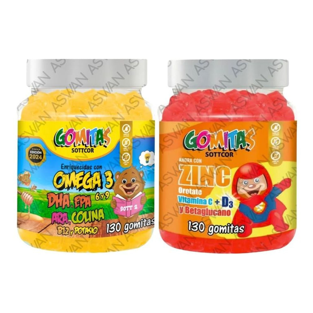 PACK NIÑOS DE OMEGA 3 & ZINC OROTATE 130 GOMITAS - SOTTCOR