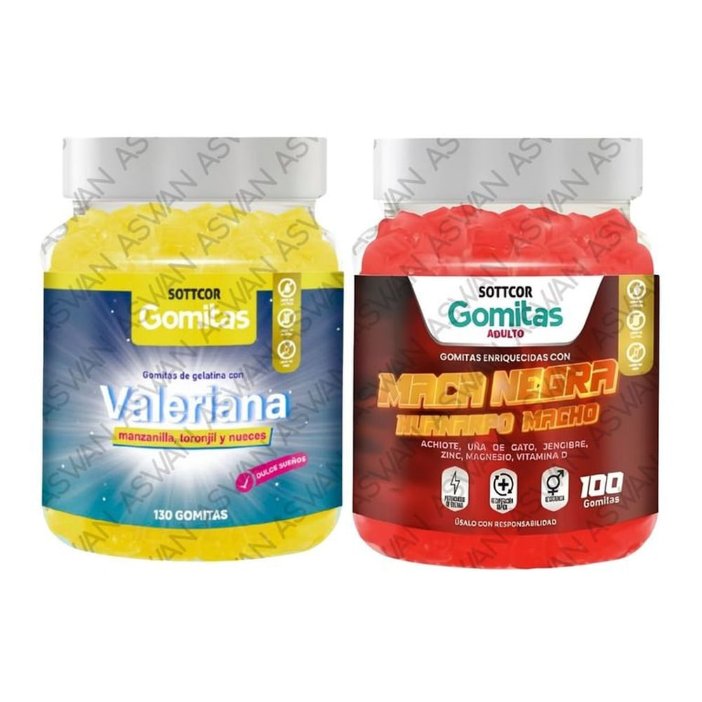 PACK ADULTO VALERIANA & MACA NEGRA 130 GOMITAS - SOTTCOR