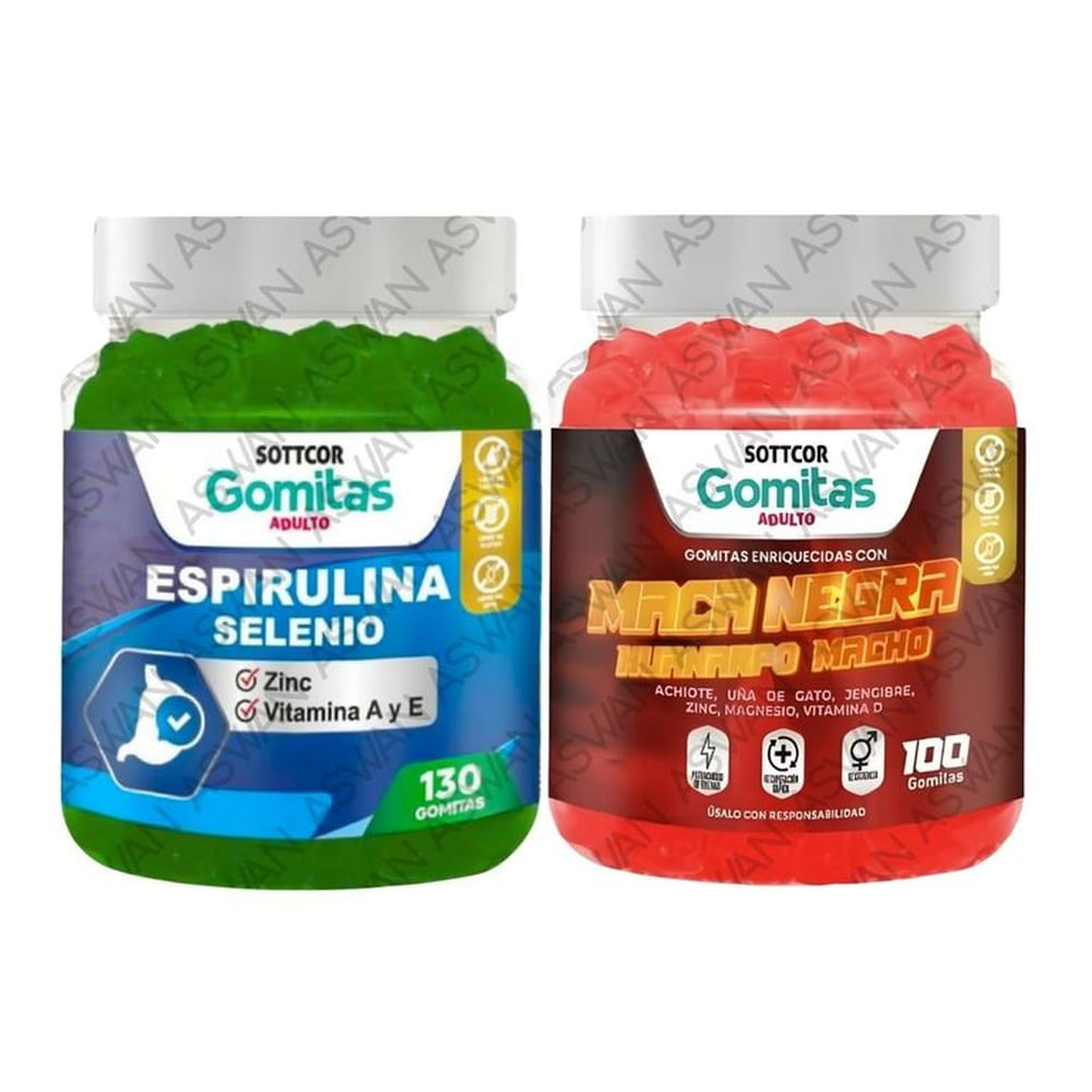 PACK ADULTO ESPIRULINA & MACA NEGRA 130 GOMITAS - SOTTCOR