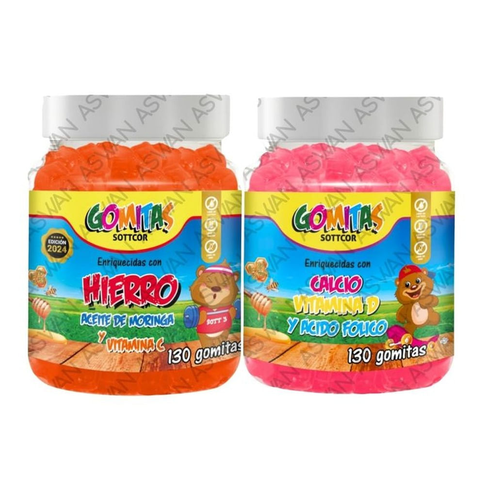 PACK NIÑOS DE HIERRO & CALCIO 130 GOMITAS - SOTTCOR