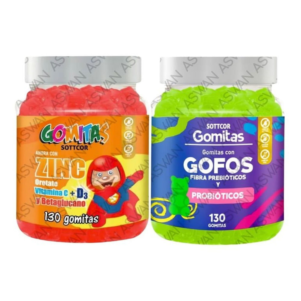 PACK NIÑOS DE ZINC OROTATE & GOFOS 130 GOMITAS - SOTTCOR