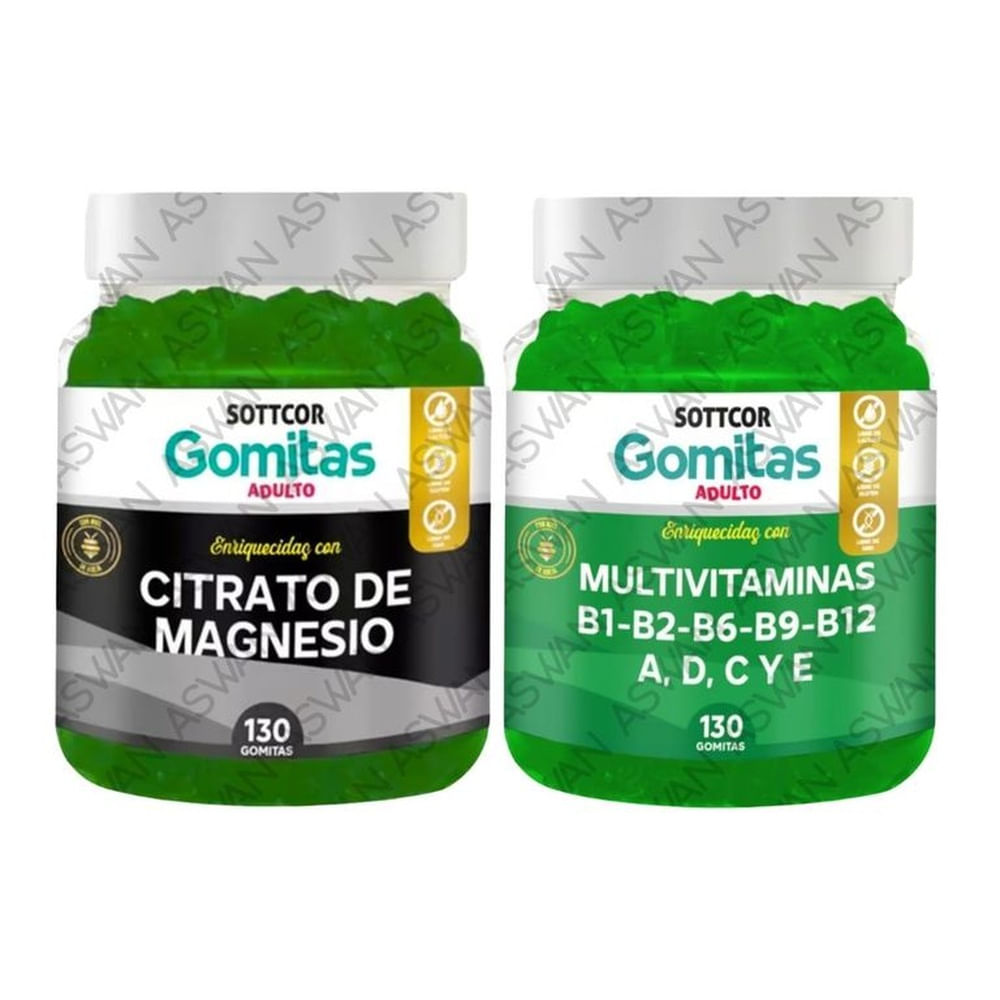 PACK ADULTO CITRATO DE MAGNESIO & MULTIVITAMINAS 130 GOMITAS - SOTTCOR