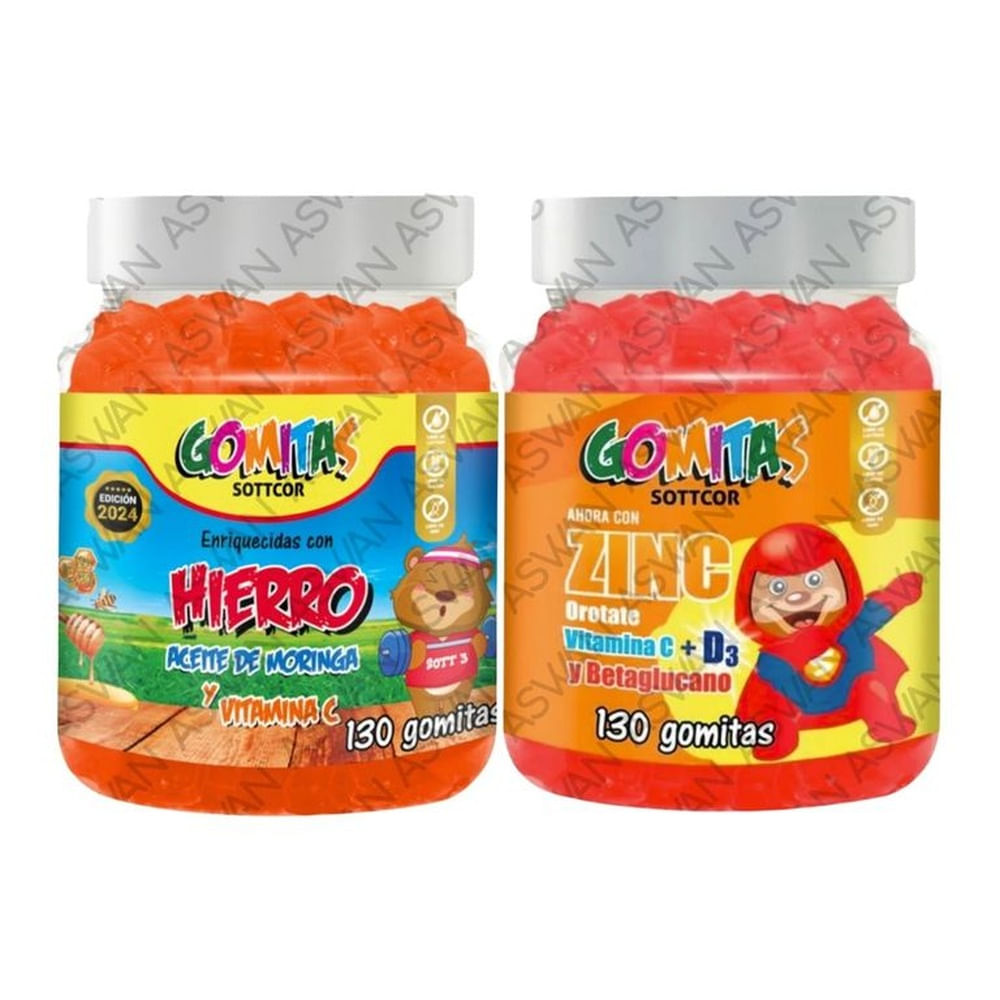 PACK NIÑOS DE HIERRO & ZINC OROTATE 130 GOMITAS - SOTTCOR