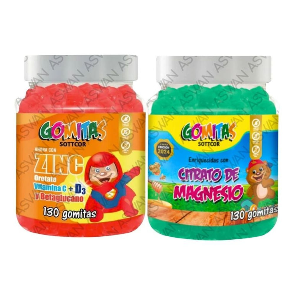 PACK NIÑOS DE ZINC OROTATE & CITRATO DE MAGNESIO 130 GOMITAS - SOTTCOR