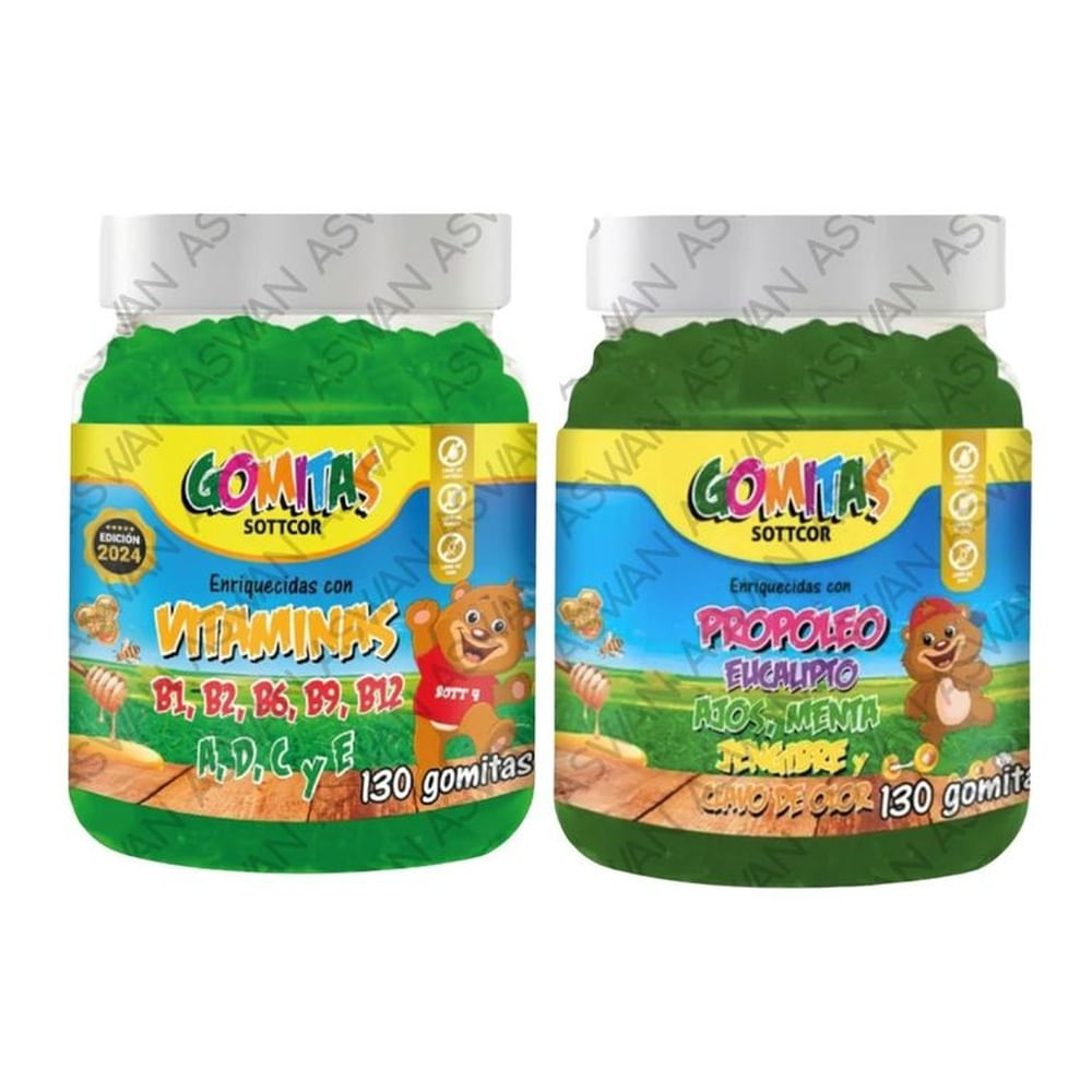 PACK NIÑOS DE MULTIVITAMINAS & PROPOLEO 130 GOMITAS - SOTTCOR