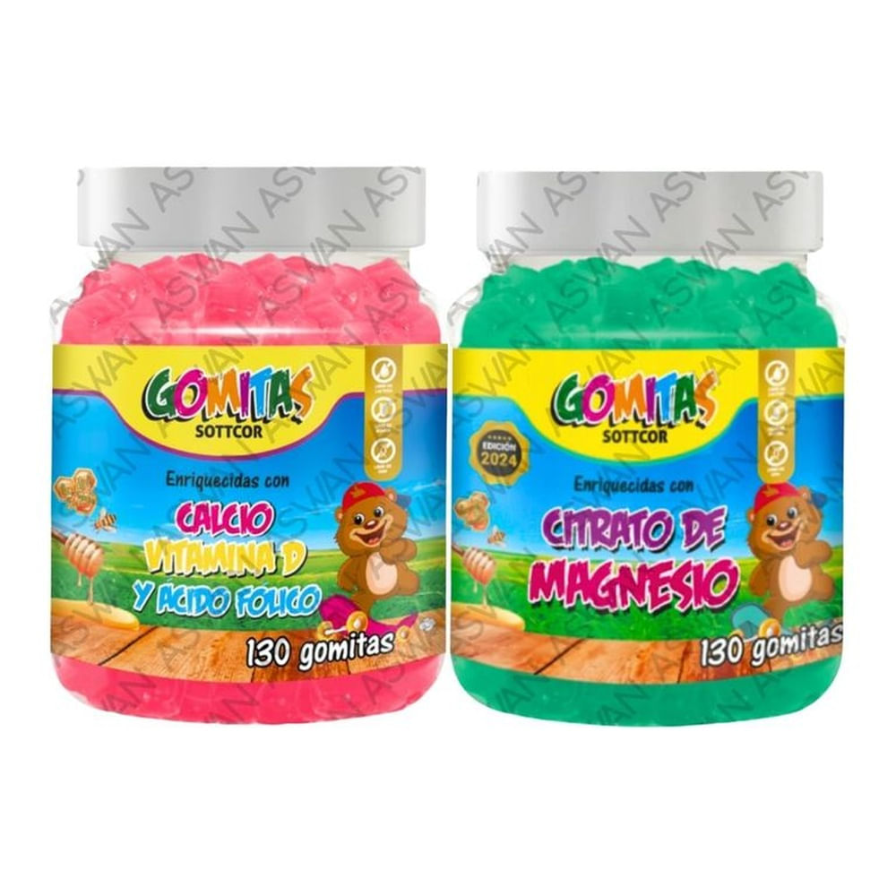 PACK NIÑOS DE CALCIO & CITRATO DE MAGNESIO 130 GOMITAS - SOTTCOR