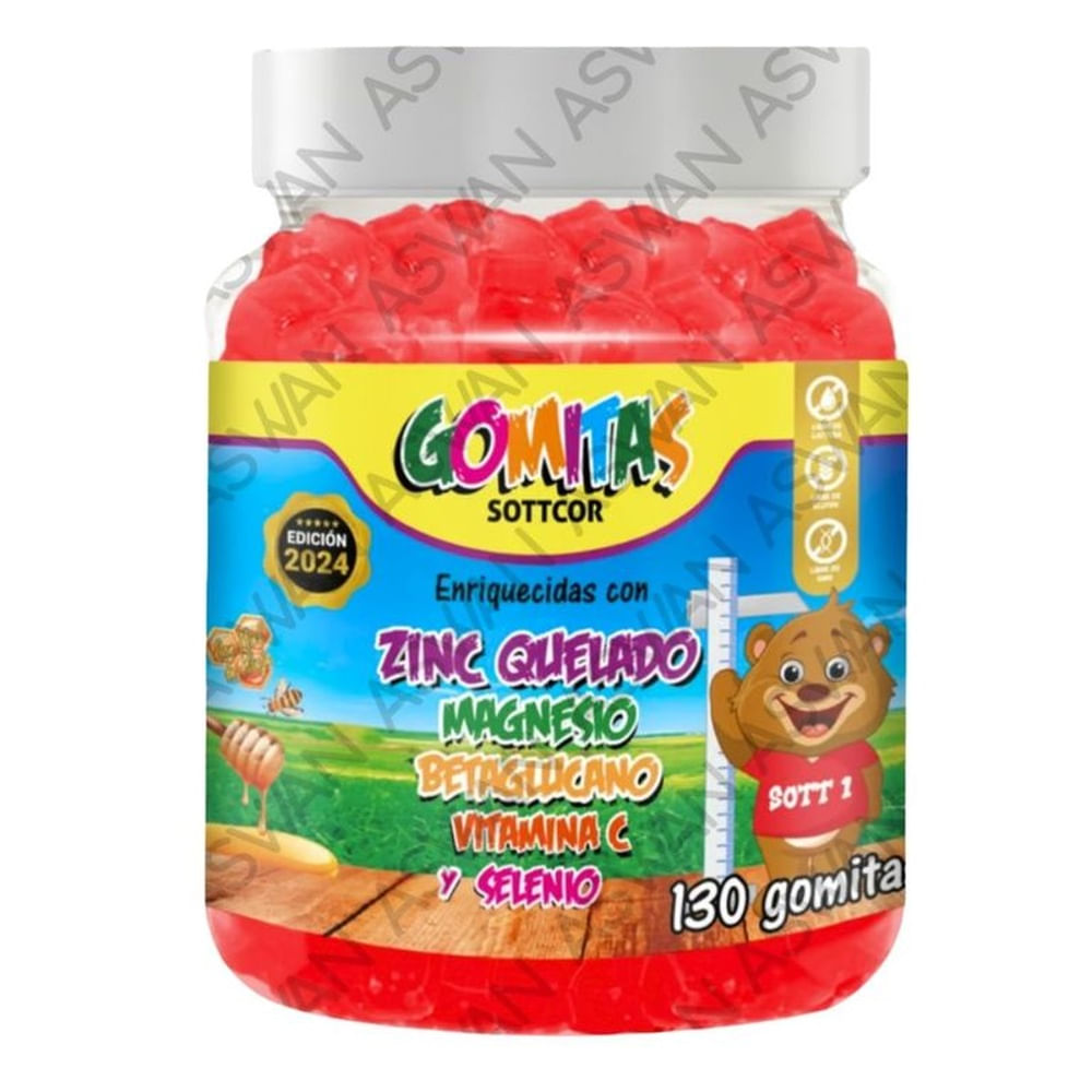 GOMITAS DE ZINC QUELADO PARA NIÑOS 130 UNIDADES SOTTCOR 100GR
