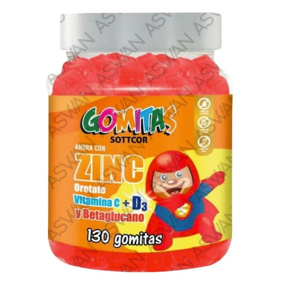 130 UNIDADES GOMITAS DE ZINC ORODATE PARA NIÑOS SOTTCOR 100GR