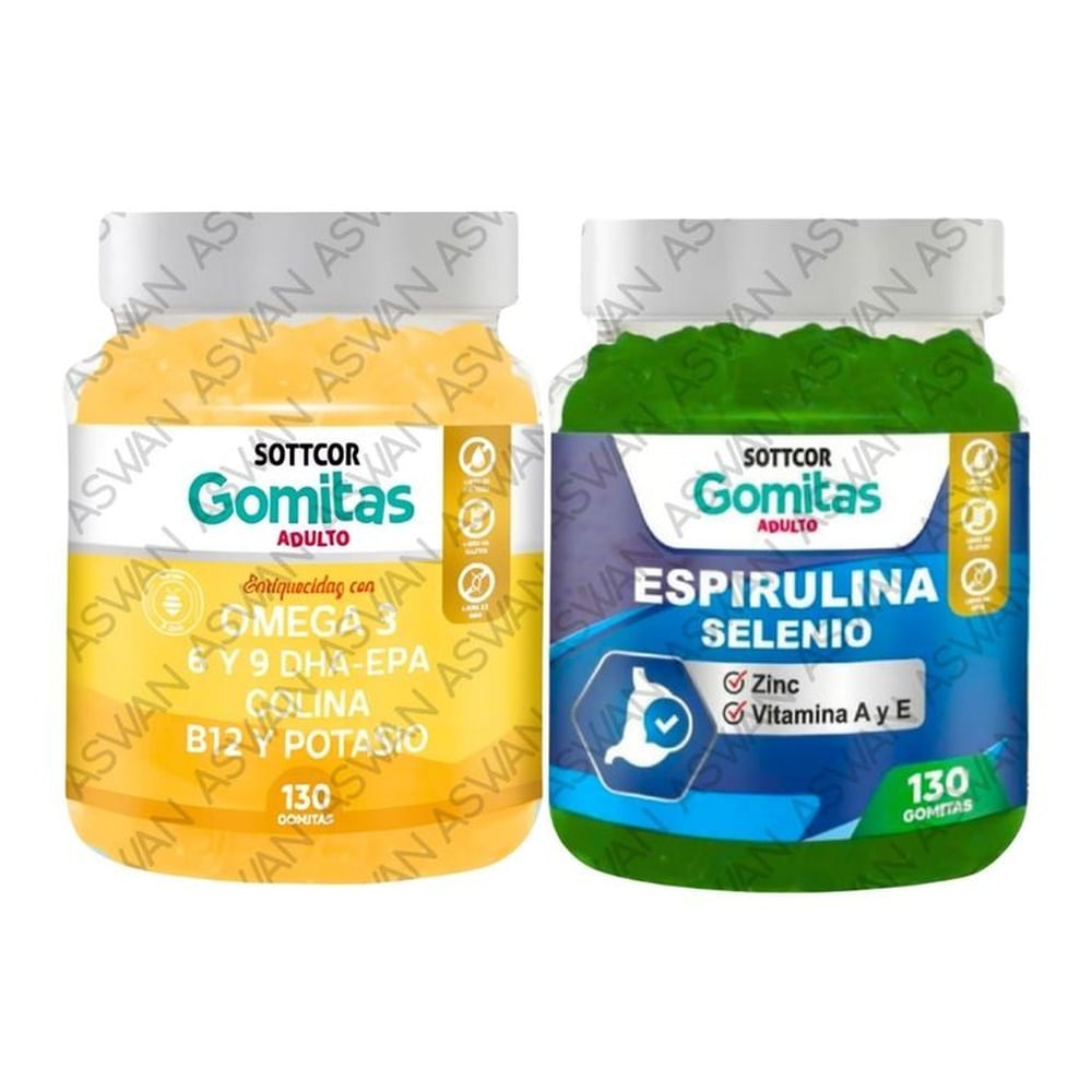 PACK ADULTO OMEGA 3 & ESPIRULINA 130 GOMITAS - SOTTCOR