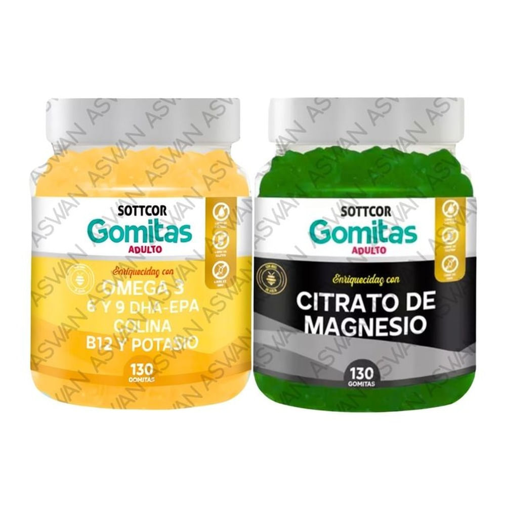 PACK ADULTO OMEGA 3 & CITRATO DE MAGNESIO 130 GOMITAS - SOTTCOR