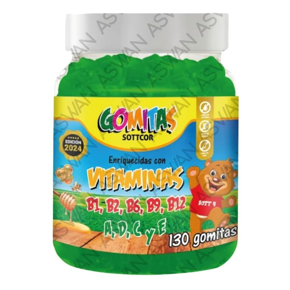 GOMITAS DE MULTIVITAMINA PARA NIÑOS 130 UNIDADES SOTTCOR 100GR