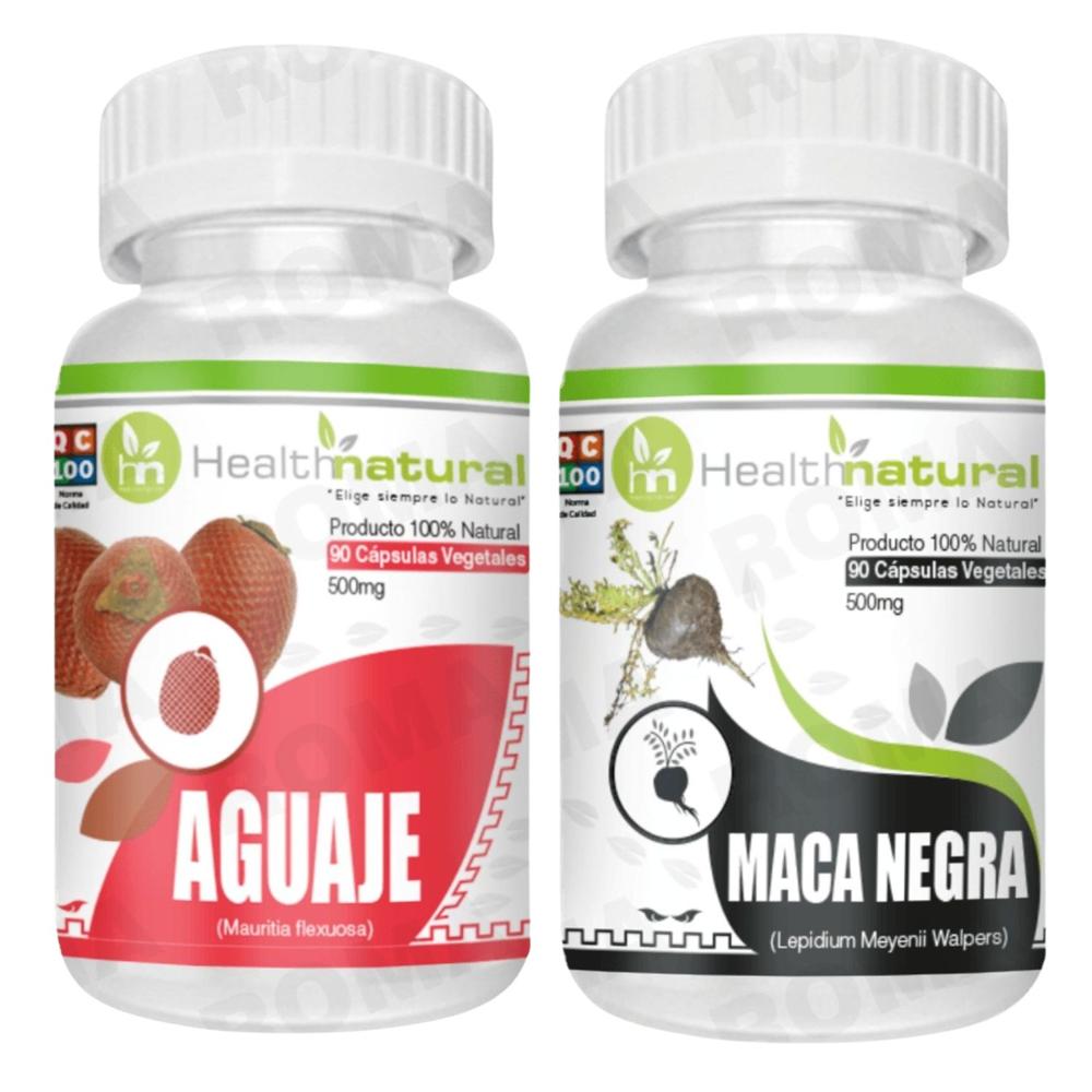 AGUAJE HEALTHNATURAL 500MG + MACA NEGRA HEALTHNATURAL 500MG