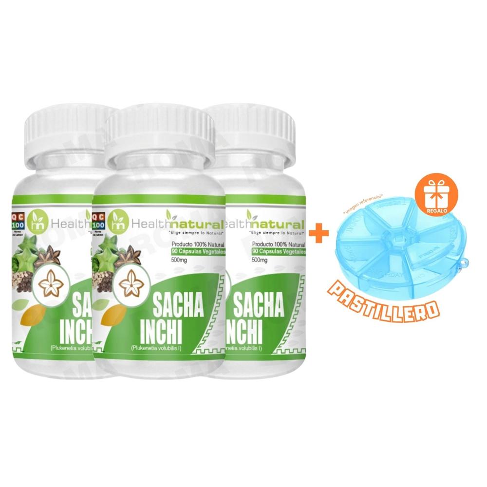 PACK 3 SACHA INCHI HEALTHNATURAL 1500MG + REGALO PASTILLERO