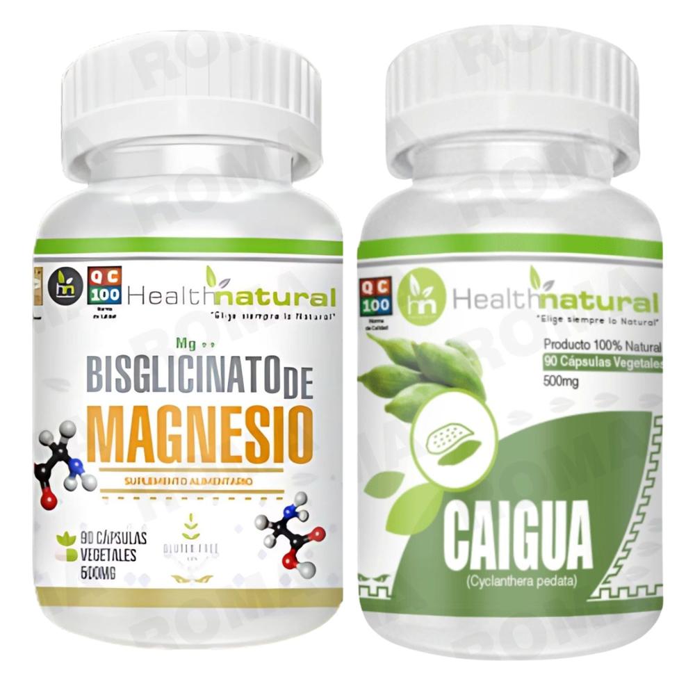 BISGLICINATO MAGNESIO HEALTHNATURAL 500MG + CAIGUA HEALTHNATURAL 500MG