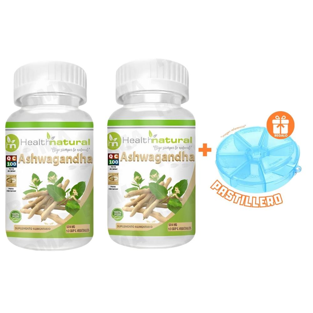 PACK 2 ASHWAGANDHA HEALTHNATURAL 1000MG + REGALO PASTILLERO